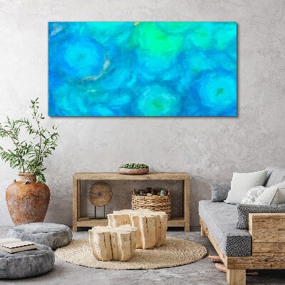 Turquoise circles in blue Print on canvas