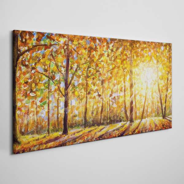 Golden autumn in the forest Canvas wall art
