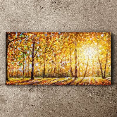 Golden autumn in the forest Canvas wall art