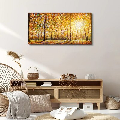 Golden autumn in the forest Canvas wall art