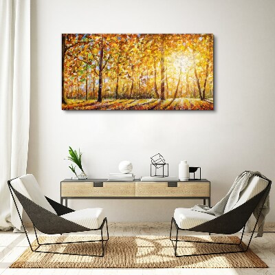 Golden autumn in the forest Canvas wall art