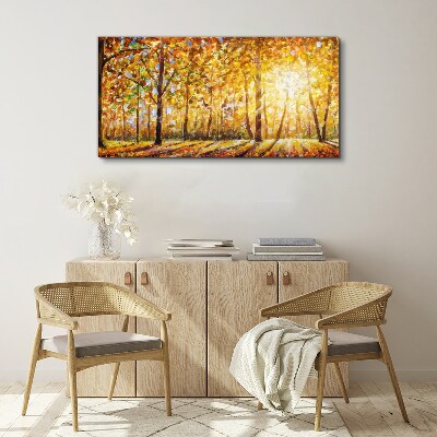 Golden autumn in the forest Canvas wall art