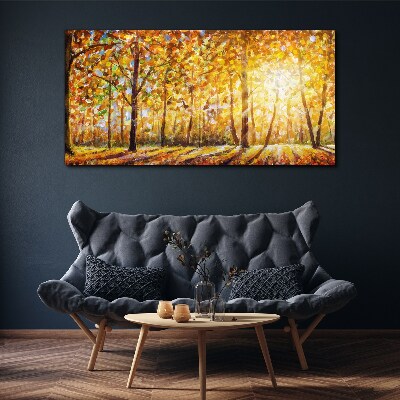 Golden autumn in the forest Canvas wall art