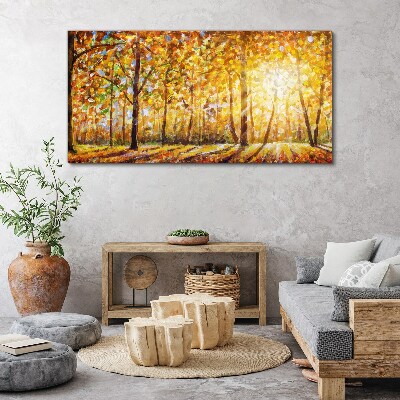 Golden autumn in the forest Canvas wall art