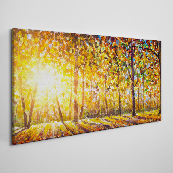 Golden autumn in the forest Print on canvas