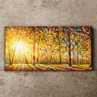 Golden autumn in the forest Print on canvas