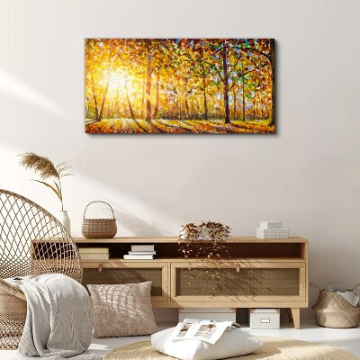 Golden autumn in the forest Print on canvas