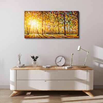 Golden autumn in the forest Print on canvas