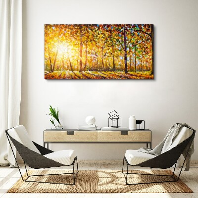 Golden autumn in the forest Print on canvas