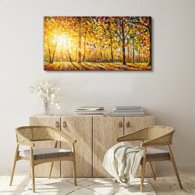 Golden autumn in the forest Print on canvas