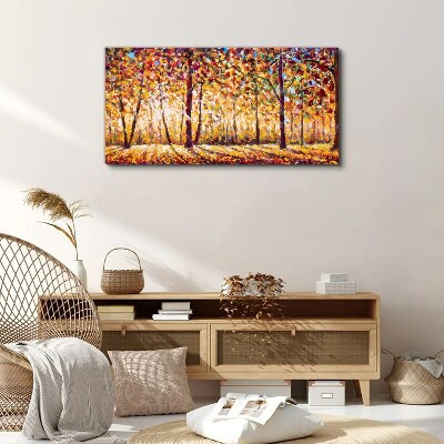 Golden autumn in the forest Print on canvas