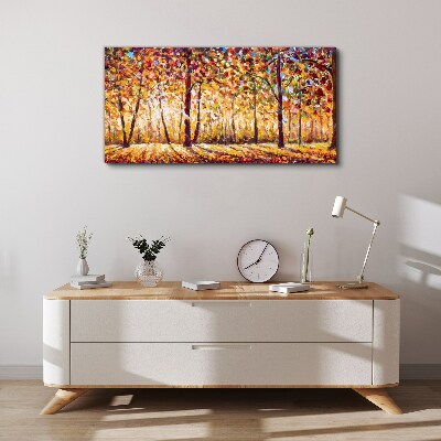 Golden autumn in the forest Print on canvas