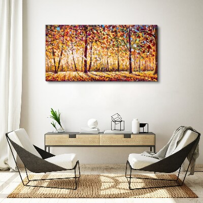 Golden autumn in the forest Print on canvas