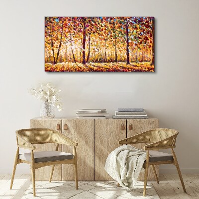 Golden autumn in the forest Print on canvas