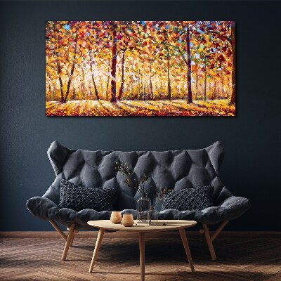 Golden autumn in the forest Print on canvas