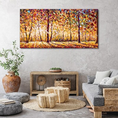 Golden autumn in the forest Print on canvas
