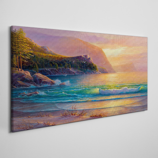 A quiet morning by the sea Canvas wall art