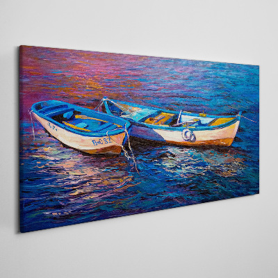 Boats sea water waves Canvas Wall art