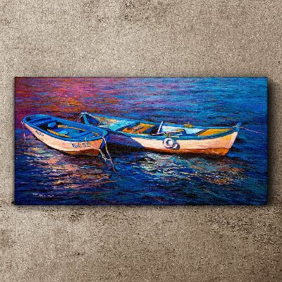 Boats sea water waves Canvas Wall art