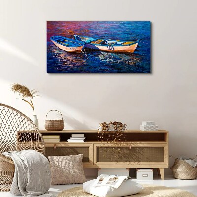 Boats sea water waves Canvas Wall art