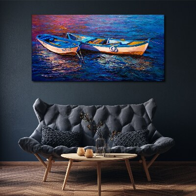 Boats sea water waves Canvas Wall art