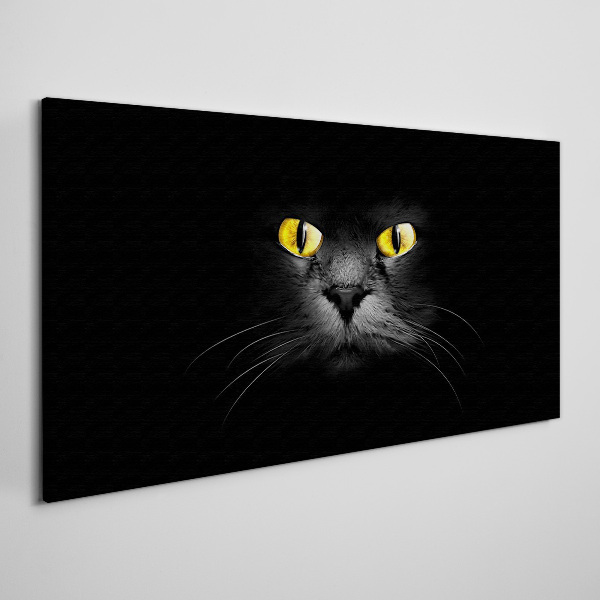 Golden eyes of a cat in shadow Print on canvas