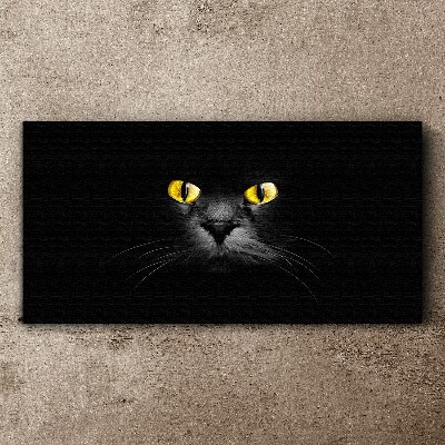 Golden eyes of a cat in shadow Print on canvas