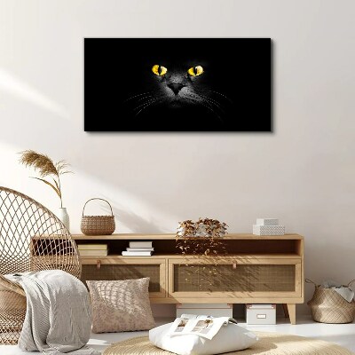 Golden eyes of a cat in shadow Print on canvas