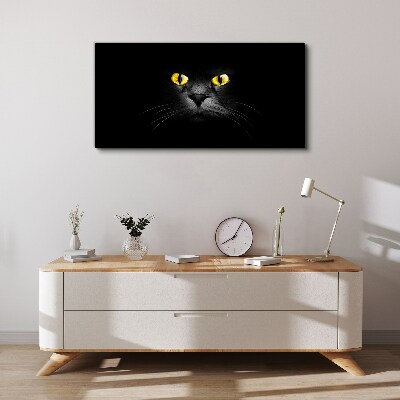 Golden eyes of a cat in shadow Print on canvas