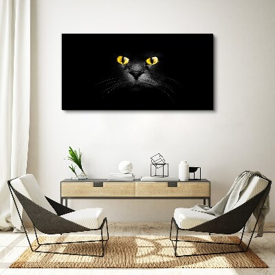 Golden eyes of a cat in shadow Print on canvas