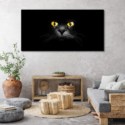 Golden eyes of a cat in shadow Print on canvas