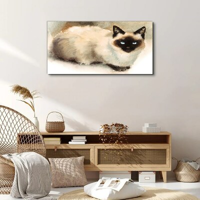 Siamese Cat in Soft Watercolors Print on canvas