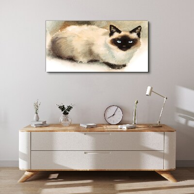 Siamese Cat in Soft Watercolors Print on canvas