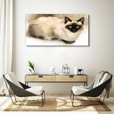 Siamese Cat in Soft Watercolors Print on canvas