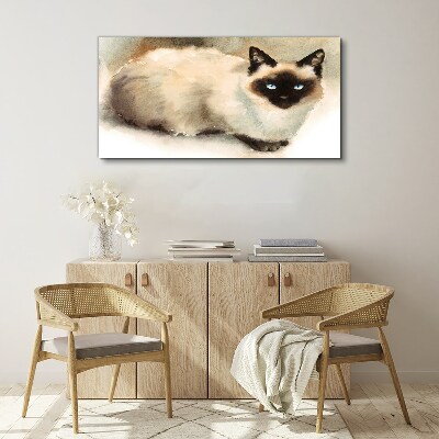 Siamese Cat in Soft Watercolors Print on canvas