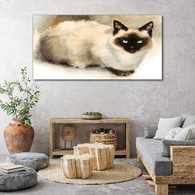 Siamese Cat in Soft Watercolors Print on canvas