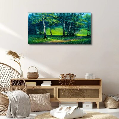 Green forest in the summer sun Canvas wall art