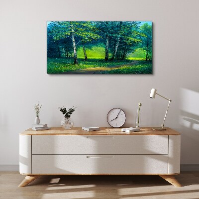 Green forest in the summer sun Canvas wall art