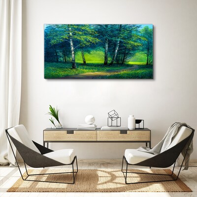 Forest path flowers Canvas Wall art
