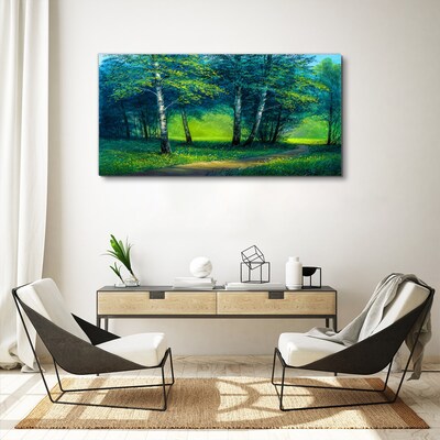Green forest in the summer sun Canvas wall art