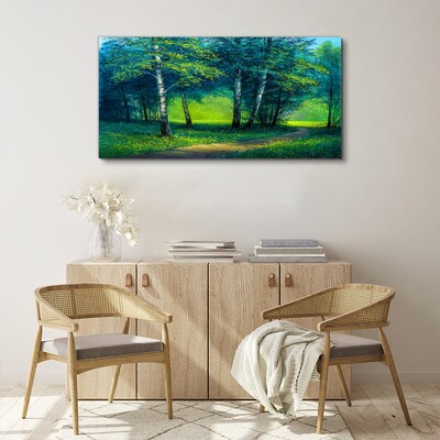 Forest path flowers Canvas Wall art