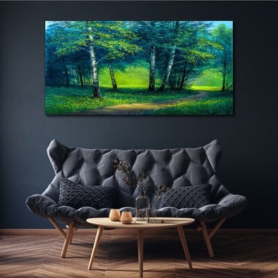 Green forest in the summer sun Canvas wall art