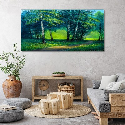 Green forest in the summer sun Canvas wall art