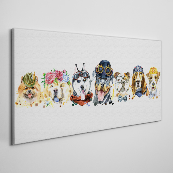 Dogs in fashionable accessories Print on canvas