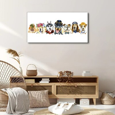 Dogs in fashionable accessories Print on canvas