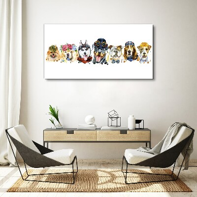 Dogs in fashionable accessories Print on canvas
