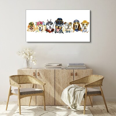 Dogs in fashionable accessories Print on canvas