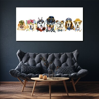 Dogs in fashionable accessories Print on canvas