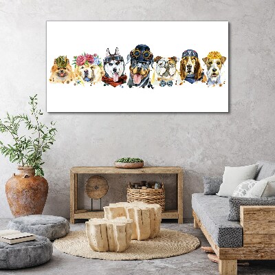 Dogs in fashionable accessories Print on canvas