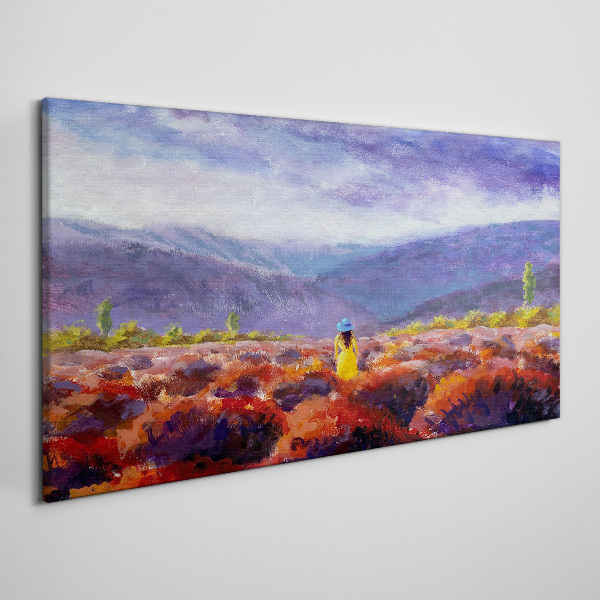 Landscape in purple shades Canvas wall art
